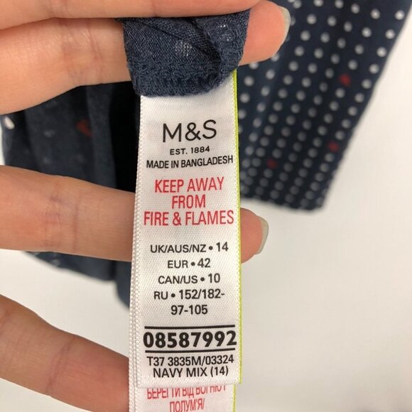 M&S loungewear polka dot navy red sleep t-shirt dress NWT size 10 - Picture 5 of 14